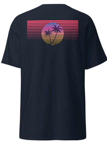 Navy T-Shirt with beach-printing by Ray Silas.